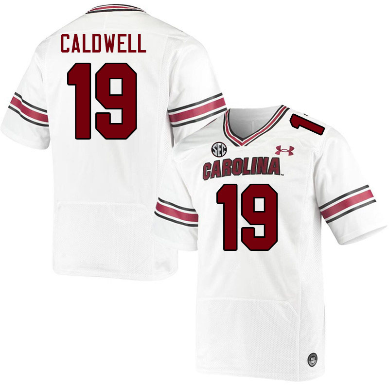 Men #19 Elijah Caldwell South Carolina Gamecocks College Football Jerseys Stitched-White